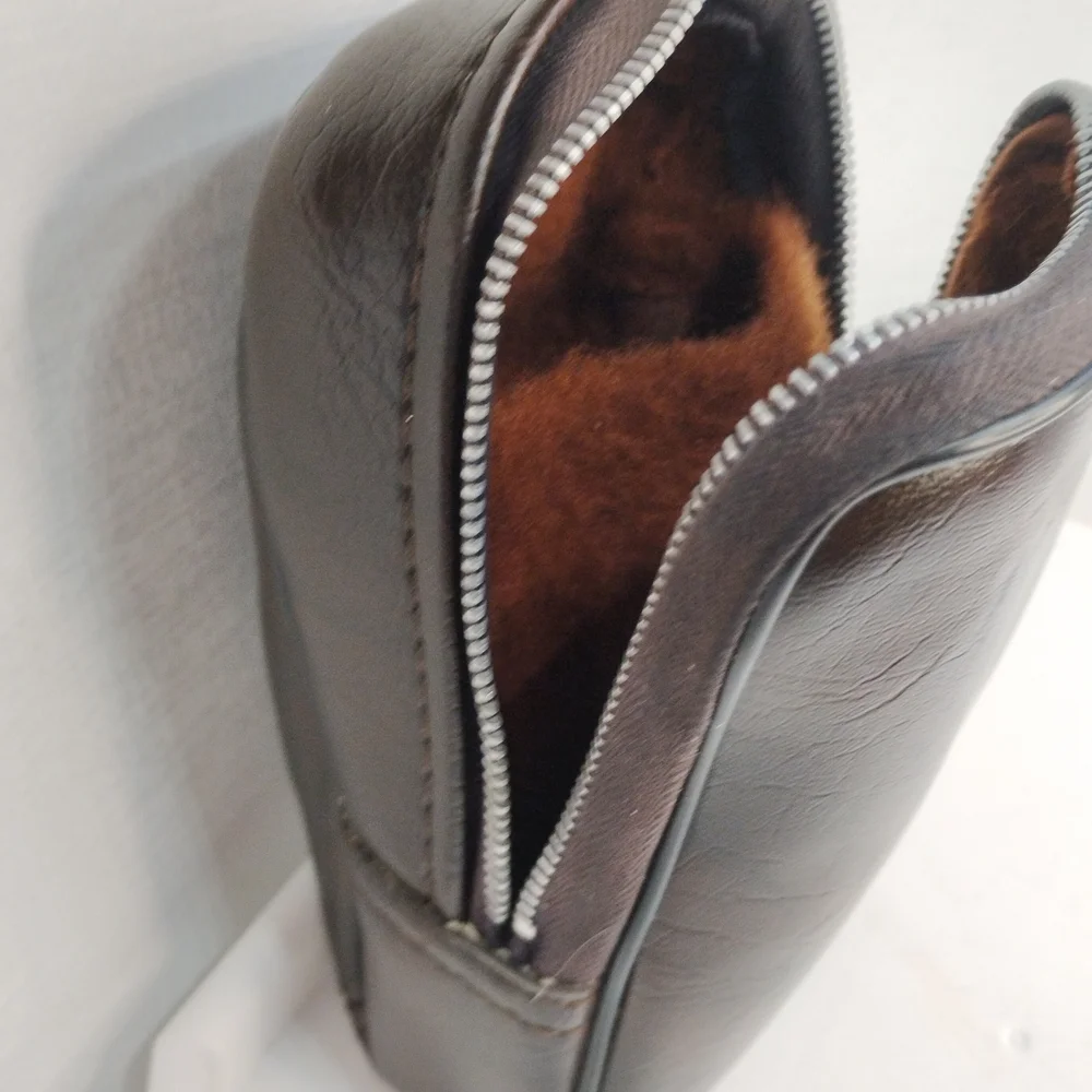 Vtg Wo/Men's Leather Belt Pouch Clip-on Waist Bag Soft 100% Cashmere Inside Nice